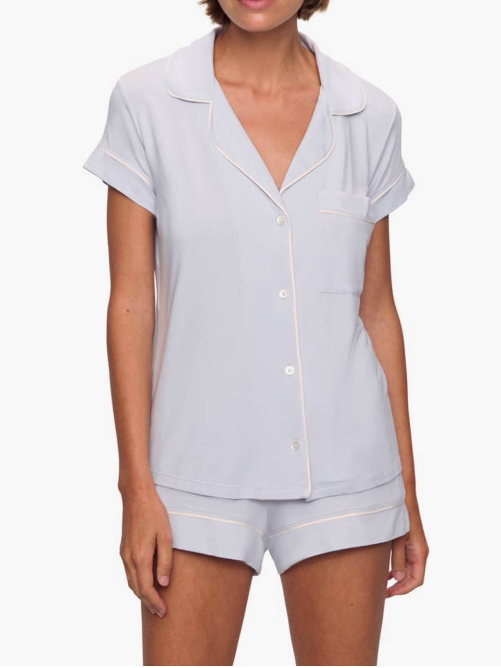 Eberjey Gisele Short Pajamas | Ice Blue/Ivory | Size M